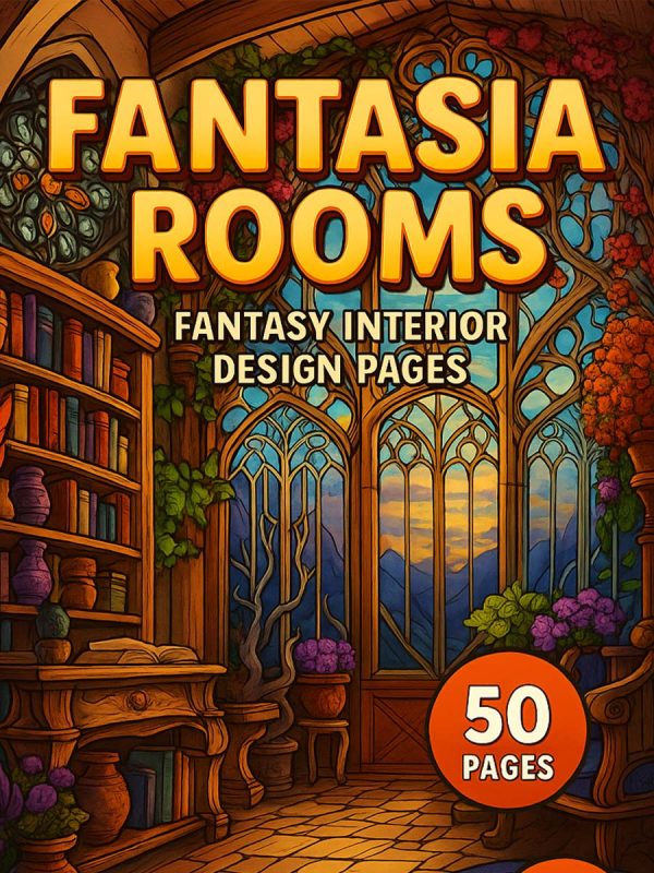 Fantasia Rooms – 50 Fantasy Interior Design Pages | Colouring 4 Kids